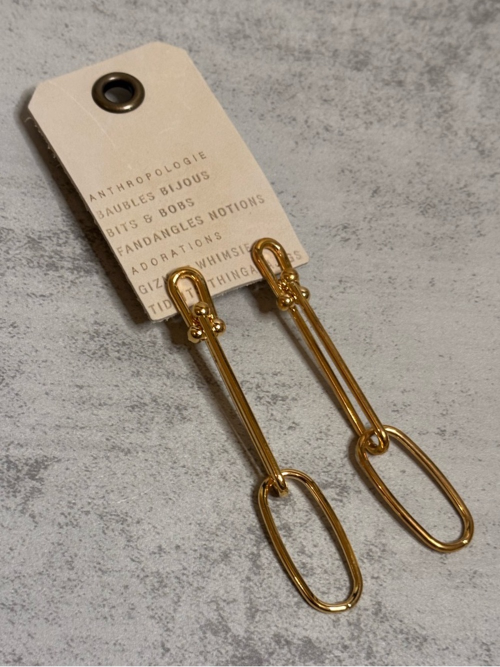 Anthropologie Gold Long Linked Drop Earrings